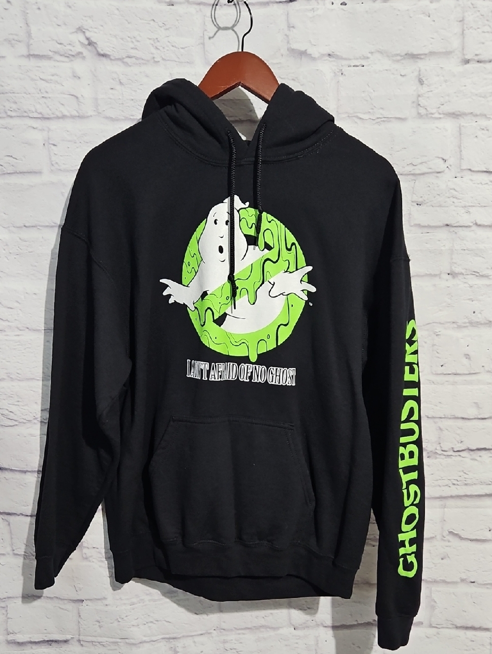 Ghostbusters Black Hoodie with Neon Green Graphic - Unisex